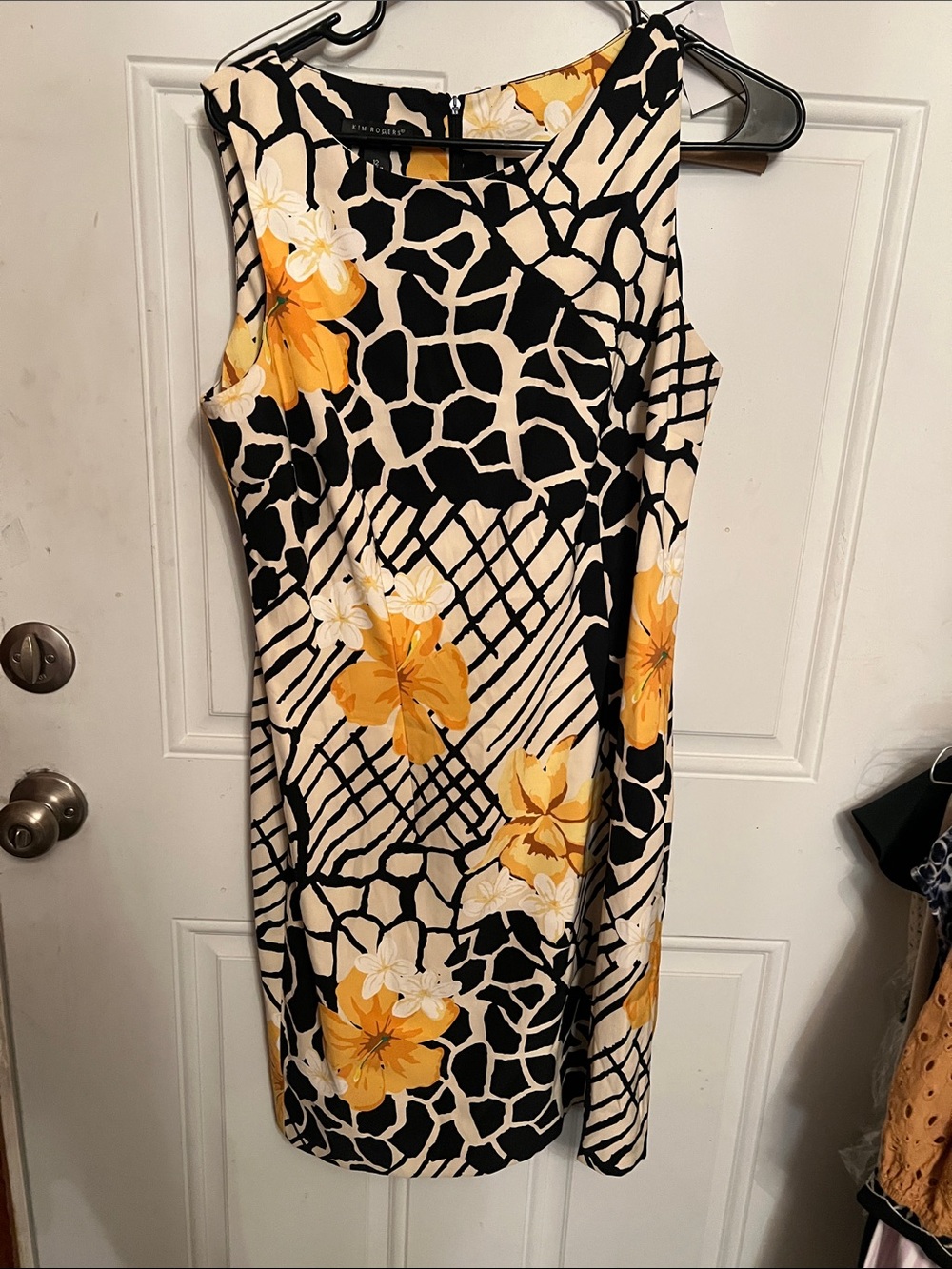Kim Rogers Black, Cream and Yellow Floral Midi Dress